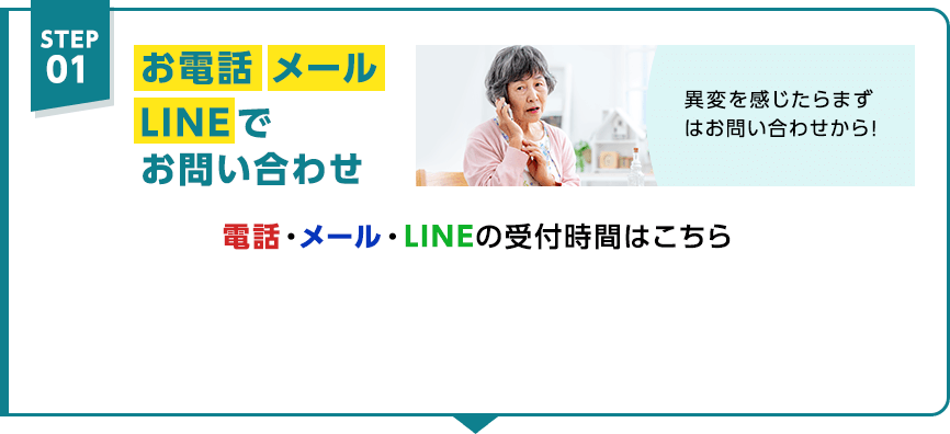 STEP01 お電話・メールでお問い合わせ