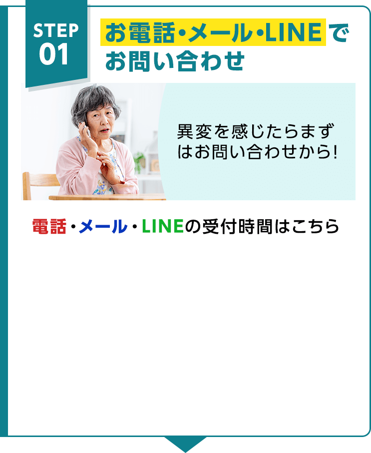 STEP01 お電話・メールでお問い合わせ