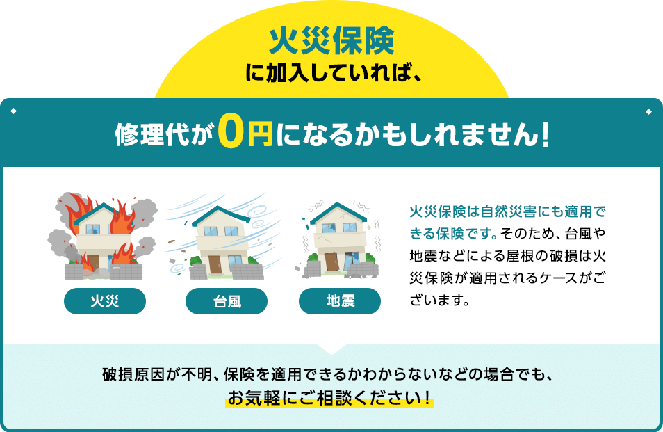 火災保険に加入していれば、修理代が0円になるかもしれません！